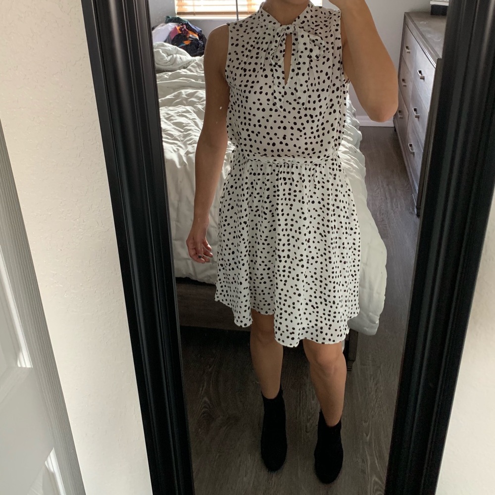 White & black Polka dot dress